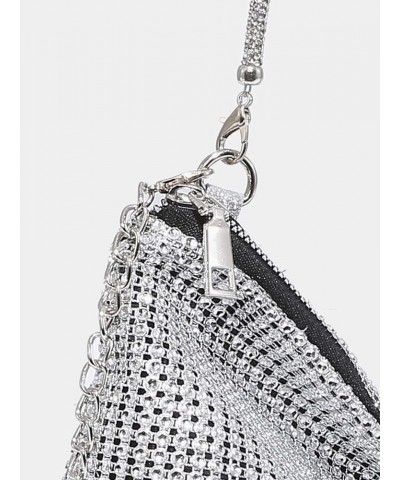 Women's Shiny Rhinestone Evening Handbag Hobo Bag Clutch Purse Gold one-size Silver $22.73 Evening Bags