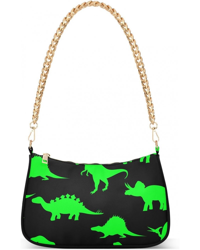 Shoulder Bag Green Bright Dino Women Clutch Handbag Shoulder Purch Date Chain Bag Tote Bag Spring Holiday Birthday Gift for G...