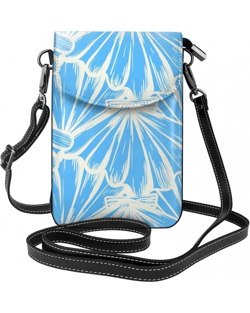 Nautical Shells Vintage Ocean Texture Small Crossbody Cell Phone Purse for Women Cellphone Wallet Adjustable Strap $17.67 Cro...