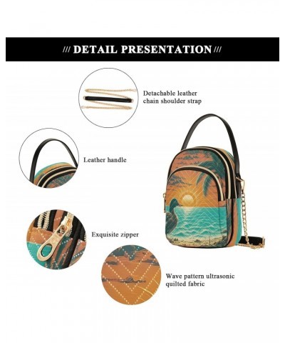 Tropical Duck Crossbody Bags for Women Quilted Shoulder Bag Handbag with Chain Strap Sunset Trendy Cross Body Cell Phone Cros...