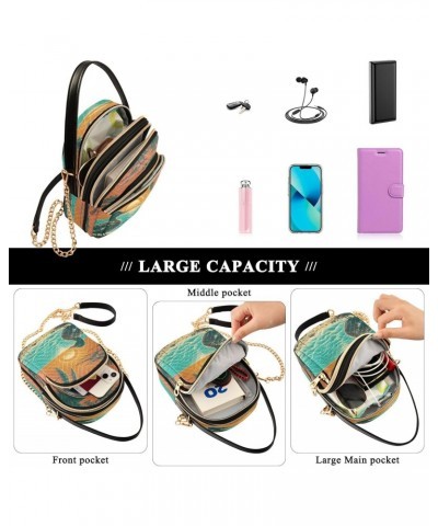 Tropical Duck Crossbody Bags for Women Quilted Shoulder Bag Handbag with Chain Strap Sunset Trendy Cross Body Cell Phone Cros...