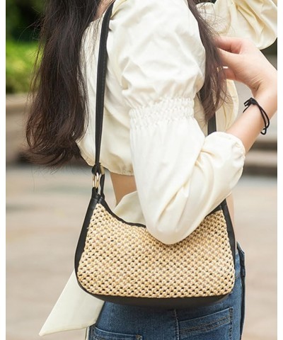 Straw Shoulder Bag for Women Straw Woven Underarm Bag Summer Shoulder Bag Straw Beach Bag Pink $13.10 Shoulder Bags