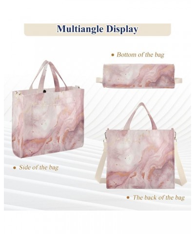 Pink Gold Marble Corduroy Tote Bag for Women Hobo Crossbody Bag Purse Stylish Shoulder Handbag Messenger Bags, S $13.15 Totes