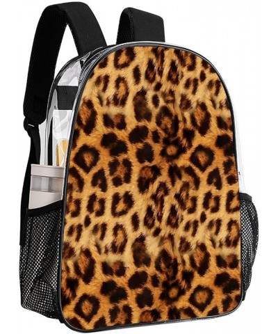 Clear PVC Backpack Compatible with Cheetah Skin Wild Animal Pink Rose Gold Leopard Print, Stadium Approved Backpack with Adju...