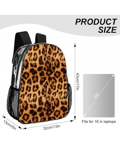 Clear PVC Backpack Compatible with Cheetah Skin Wild Animal Pink Rose Gold Leopard Print, Stadium Approved Backpack with Adju...