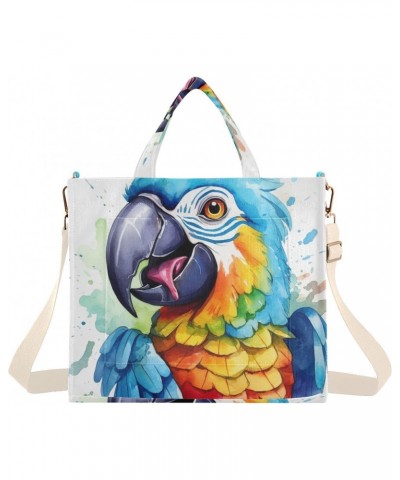 Blue Beak Parrot Tote Bag Corduroy Tote Bag Women Shoulder Handbags with Etachable Shoulder Strap $18.47 Totes