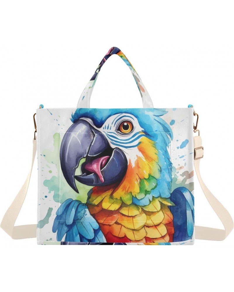 Blue Beak Parrot Tote Bag Corduroy Tote Bag Women Shoulder Handbags with Etachable Shoulder Strap $18.47 Totes