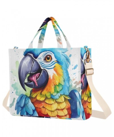 Blue Beak Parrot Tote Bag Corduroy Tote Bag Women Shoulder Handbags with Etachable Shoulder Strap $18.47 Totes