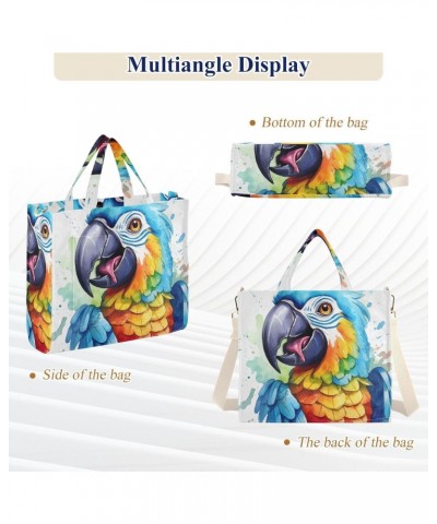 Blue Beak Parrot Tote Bag Corduroy Tote Bag Women Shoulder Handbags with Etachable Shoulder Strap $18.47 Totes