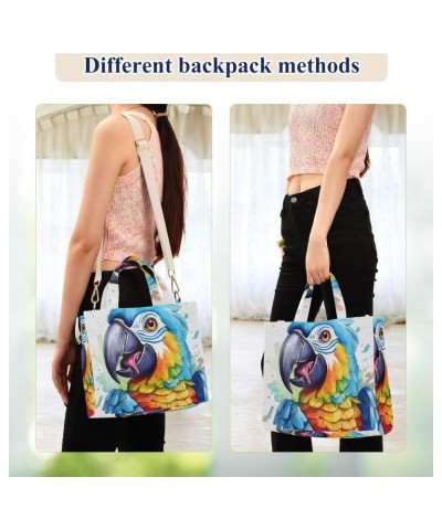 Blue Beak Parrot Tote Bag Corduroy Tote Bag Women Shoulder Handbags with Etachable Shoulder Strap $18.47 Totes