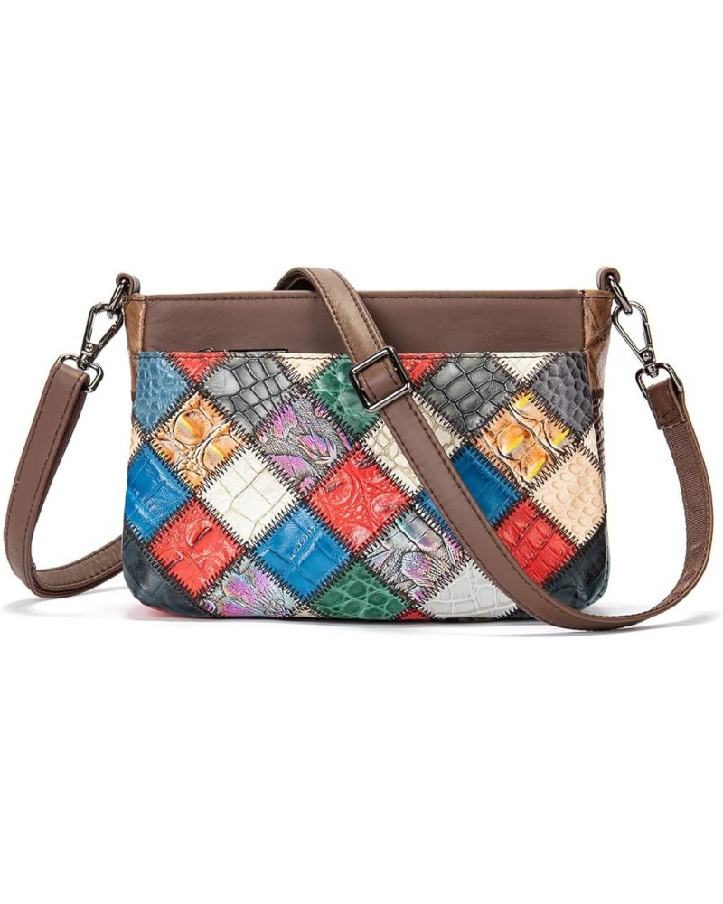 Women Multi-color Shoulder Handbag Genuine Leather Summer Purse Random Colorful Patchwork Crossbody Bohemian Satchel Multicol...