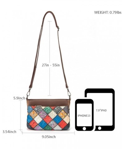 Women Multi-color Shoulder Handbag Genuine Leather Summer Purse Random Colorful Patchwork Crossbody Bohemian Satchel Multicol...