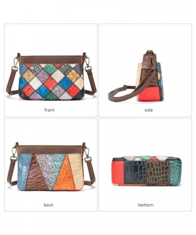 Women Multi-color Shoulder Handbag Genuine Leather Summer Purse Random Colorful Patchwork Crossbody Bohemian Satchel Multicol...