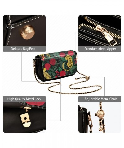 Chain Bag Trendy Leopards Tropical Leaves Roses Small Crossbody Bag PU Leather Shoulder Bags $18.40 Shoulder Bags