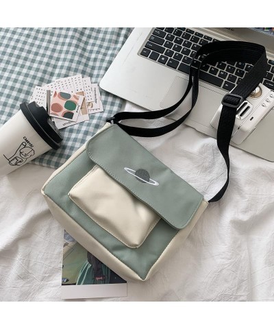 Casual Messenger Bag for Women Small Bag Canvas Shoulder Bag for Women Print Crossbody Bags with Bear Pendant Green $11.39 Totes