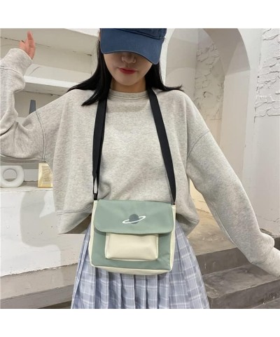 Casual Messenger Bag for Women Small Bag Canvas Shoulder Bag for Women Print Crossbody Bags with Bear Pendant Green $11.39 Totes