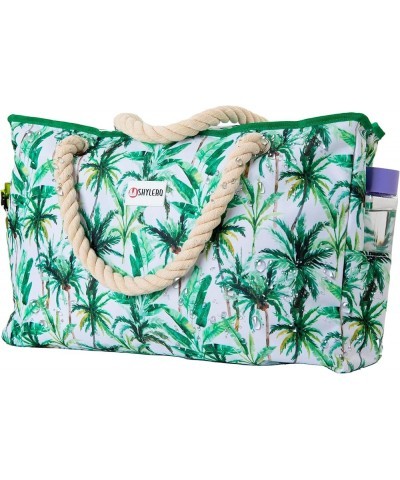 Beach Bag and Pool Bag. Has Airtight Pouch, Ton of Pockets. Beach Tote is Zippered, Water Repellent. Family Size Palm Leaves ...