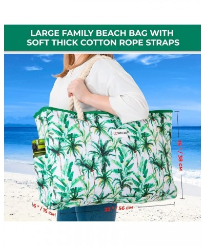 Beach Bag and Pool Bag. Has Airtight Pouch, Ton of Pockets. Beach Tote is Zippered, Water Repellent. Family Size Palm Leaves ...