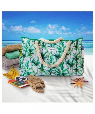 Beach Bag and Pool Bag. Has Airtight Pouch, Ton of Pockets. Beach Tote is Zippered, Water Repellent. Family Size Palm Leaves ...