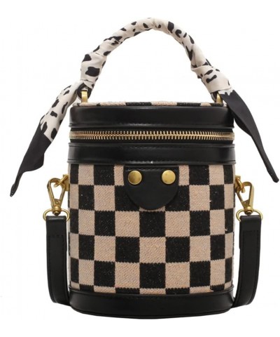 Fashion Cute Top Handle Flap Crossbody Bag for Women Classic Retro Plaid Bucket Cylinder Bag Shoulder Bag Purse Black $12.60 ...