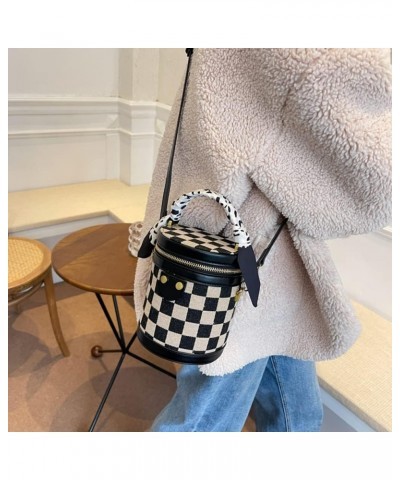 Fashion Cute Top Handle Flap Crossbody Bag for Women Classic Retro Plaid Bucket Cylinder Bag Shoulder Bag Purse Black $12.60 ...