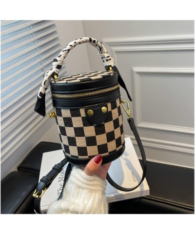 Fashion Cute Top Handle Flap Crossbody Bag for Women Classic Retro Plaid Bucket Cylinder Bag Shoulder Bag Purse Black $12.60 ...