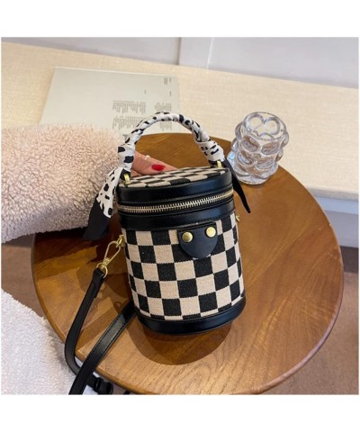 Fashion Cute Top Handle Flap Crossbody Bag for Women Classic Retro Plaid Bucket Cylinder Bag Shoulder Bag Purse Black $12.60 ...