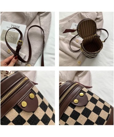 Fashion Cute Top Handle Flap Crossbody Bag for Women Classic Retro Plaid Bucket Cylinder Bag Shoulder Bag Purse Black $12.60 ...