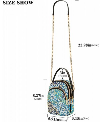 Blue and Golden Leopard Womens Sling Backpack Crossbody Chain Shoulder Bags Waist Packs Multipurpose Handbags for Travel Shop...