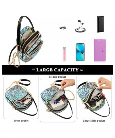 Blue and Golden Leopard Womens Sling Backpack Crossbody Chain Shoulder Bags Waist Packs Multipurpose Handbags for Travel Shop...