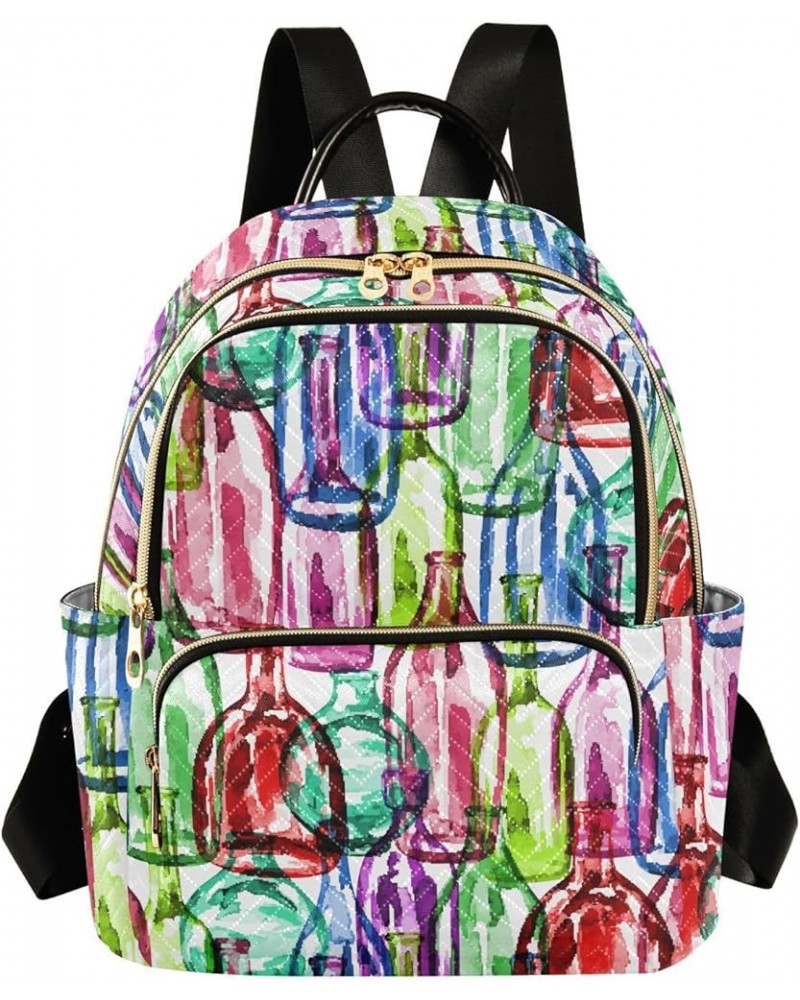 Watercolor Silhouettes Wine Bottles Casual Fashion Polyester Travel Rucksack Shoulder Bag Color Medium $19.97 Backpacks