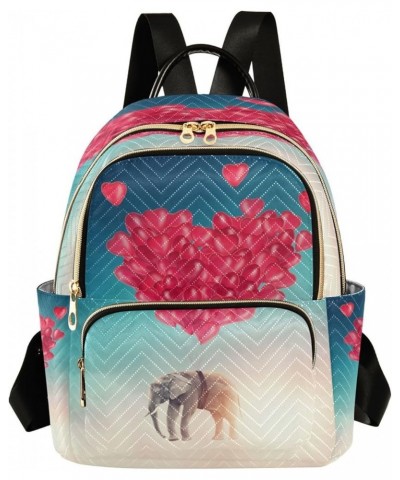 Elephant Balloon Heart Women Backpack Purse Ladies Fashion Shoulder Bag Daypack Travel Bag 7.5L Small $17.04 Backpacks