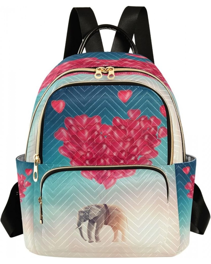 Elephant Balloon Heart Women Backpack Purse Ladies Fashion Shoulder Bag Daypack Travel Bag 7.5L Small $17.04 Backpacks