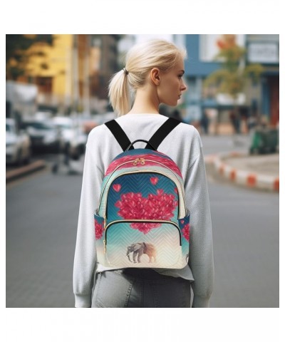 Elephant Balloon Heart Women Backpack Purse Ladies Fashion Shoulder Bag Daypack Travel Bag 7.5L Small $17.04 Backpacks