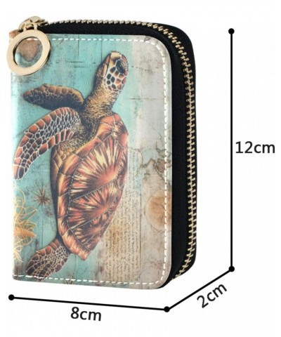 RFID Credit Card Holder Sea World Ocean Turtle Leather With Zipper Card Case Wallet for Women Girls $11.01 Wallets