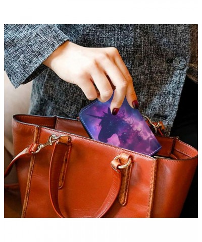 Unicorn Stars Universe RFID Credit Card Holder Leather With Zipper Card Case Wallet for Women Girls $10.44 Wallets