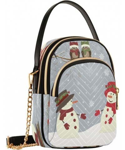 Snowman Birds Crossbody Bags for Women Quilted Chain Crossbody Purses Trendy Christmas Owls Cross Body Phone Purse Handbag $1...