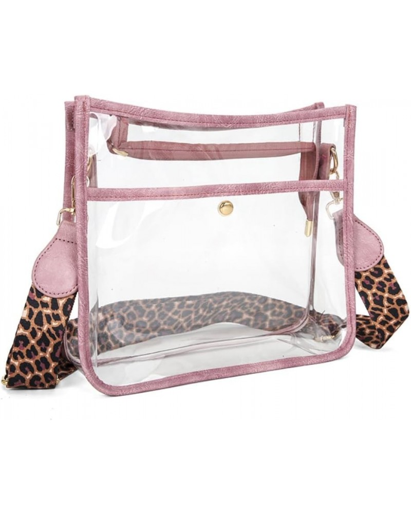 Fashionable Leopard Crossbody Bag Women's PVC Transparent Shoulder Bag (Pink) $14.40 Shoulder Bags