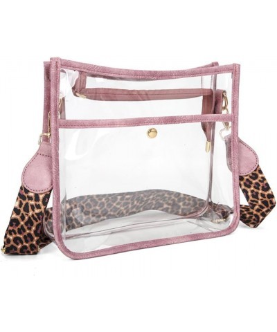 Fashionable Leopard Crossbody Bag Women's PVC Transparent Shoulder Bag (Pink) $14.40 Shoulder Bags