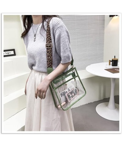 Fashionable Leopard Crossbody Bag Women's PVC Transparent Shoulder Bag (Pink) $14.40 Shoulder Bags