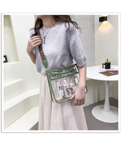 Fashionable Leopard Crossbody Bag Women's PVC Transparent Shoulder Bag (Pink) $14.40 Shoulder Bags