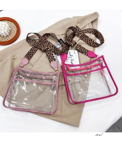 Fashionable Leopard Crossbody Bag Women's PVC Transparent Shoulder Bag (Pink) $14.40 Shoulder Bags