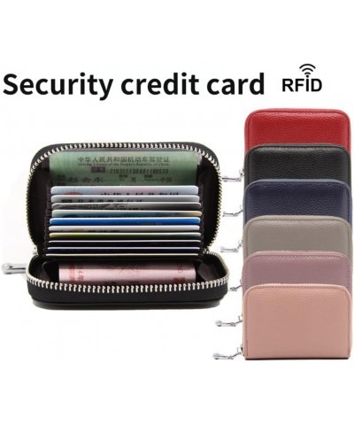 Head layer cowhide RFID scanning leather organ prevention card bag zero wallet double zipper lady hand bagTravel Passport Wal...