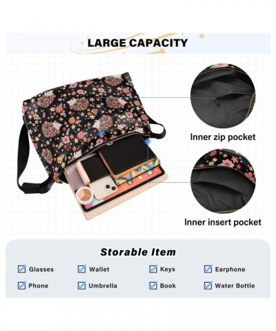 Flowers Hedgehogs Women's Leather Hobo Handbag Shoulder Bag Crossbody Casual Large Tote Bag Purse $15.18 Totes