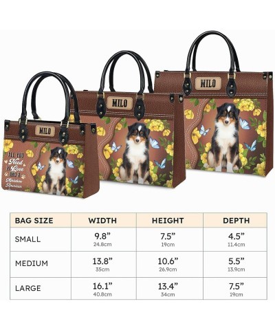 Personalized Miniature American Shepherd Dog Handbags, Custom Name Dog Leather Bags, Purses, Shoulder Bag, Gift For Dog Mom S...