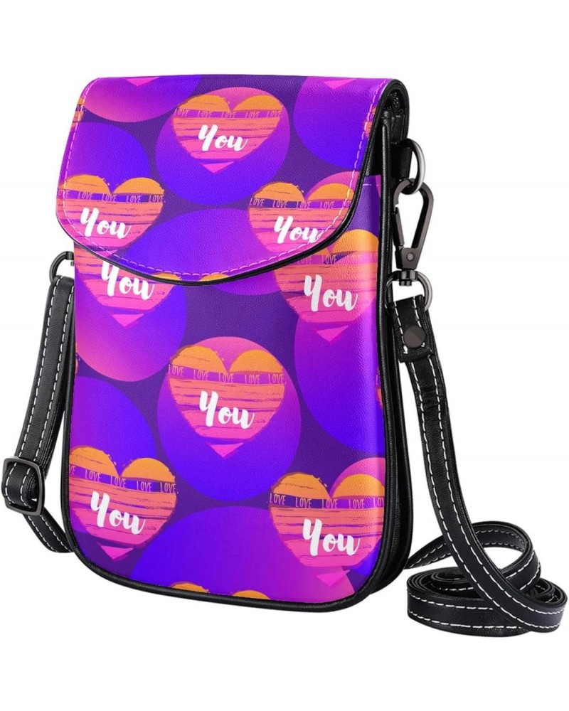 Small Crossbody Bag Love You Cell Phone Purse Wallet $15.23 Crossbody Bags