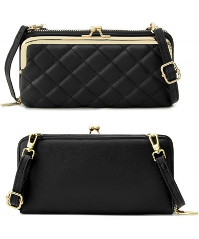 Women Small Shoulder Crossbody Bag Kiss Lock Fashion Designer Phone Purse B-black $10.25 Crossbody Bags