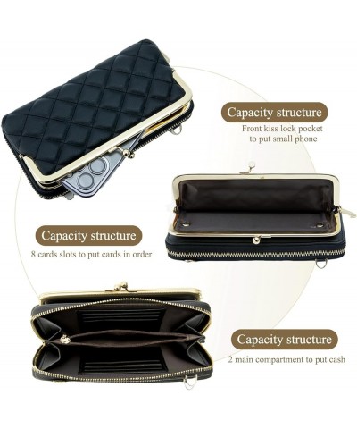 Women Small Shoulder Crossbody Bag Kiss Lock Fashion Designer Phone Purse B-black $10.25 Crossbody Bags