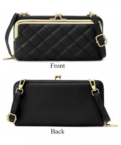 Women Small Shoulder Crossbody Bag Kiss Lock Fashion Designer Phone Purse B-black $10.25 Crossbody Bags