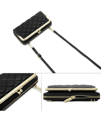 Women Small Shoulder Crossbody Bag Kiss Lock Fashion Designer Phone Purse B-black $10.25 Crossbody Bags